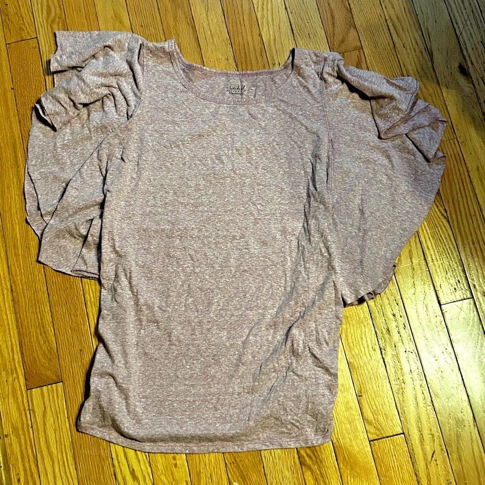 Isabel Maternity Purple Shirt with Flutter Sleeves Size Large T41-40